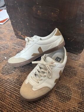 Veja Canvas Sneakers in Cream and Tan mens